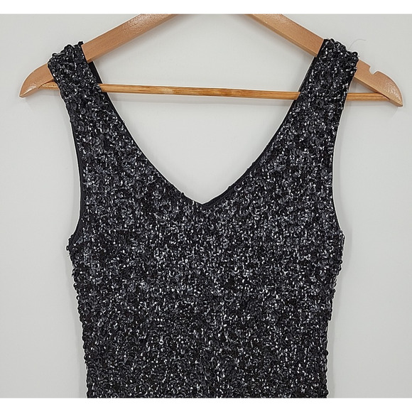 Black Sequin Mini‎ Dress Y2K Clubbing Cocktail Party LBD Revenge Dress Size S - Picture 2 of 8